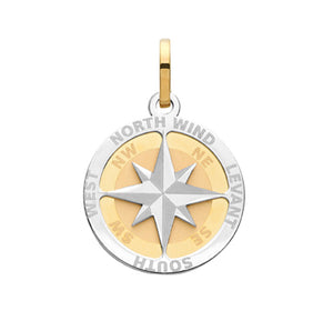 9CT YEL GOLD COMPASS ROSE SMALL PENDANT - London Fifth Avenue jewellery  