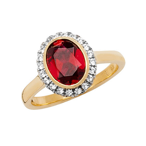 Ladies ruby and sapphire 9ct gold ring