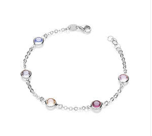 Silver 5 Multi Coloured Rubover bracelet