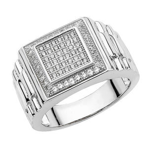 Gents silver cz ring