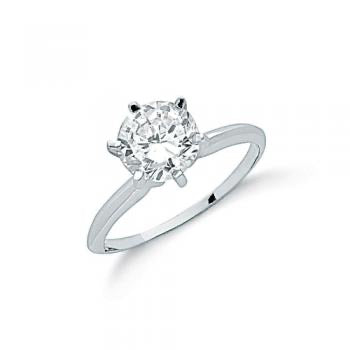 Silver Claw Set Cz Solitaire Ring - London Fifth Avenue jewellery  