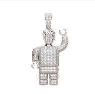 Silver CZ Lego Man Pendant