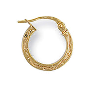 Yellow Gold Patterned Hoop Earrings