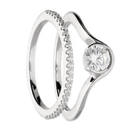 Tokyo Set of 2 cubic zirconia half eternity and cubic zirconia solitaire