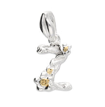 Load image into Gallery viewer, Daisy initial pendant silver / yellow gold letter A
