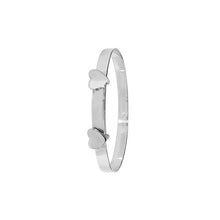 Load image into Gallery viewer, Silver Double Heart Expandable Bangle - London Fifth Avenue jewellery  
