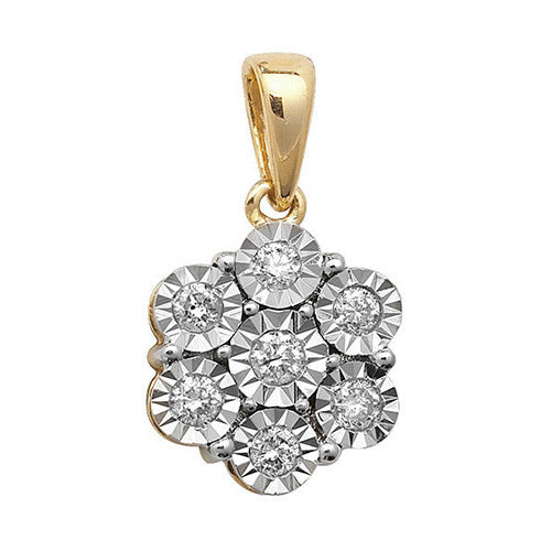 Yellow gold diamond flower pendant