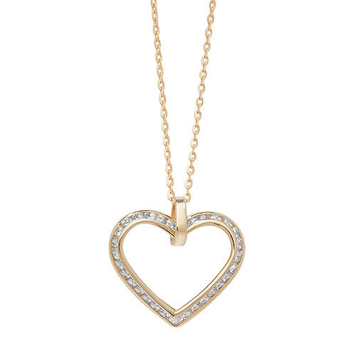 Heart shape yellow gold cz pendant/ necklet