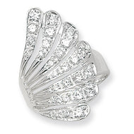 flouncy silver CZ fan ring