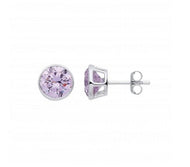 Silver June Violet Birthstone Stud Stud Earring