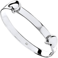 Silver Double Heart Expandable Bangle - London Fifth Avenue jewellery  