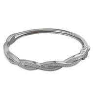 Twisted plat paved woman’s silver bangle - London Fifth Avenue jewellery  