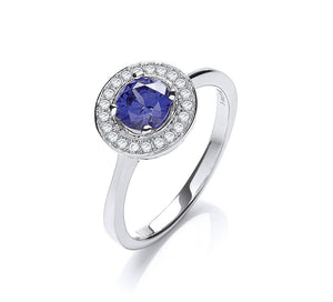 Micro Pave' Round Blue Cz in Centre Ring