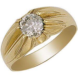 Single stone gold gents gypsy ring - London Fifth Avenue jewellery  