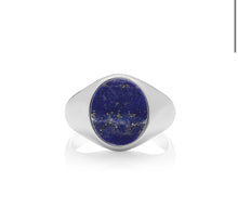 Load image into Gallery viewer, Oval lapis silver signet ring
