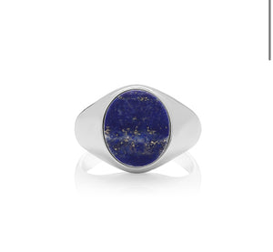 Oval lapis silver signet ring