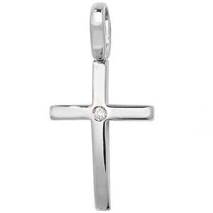 Masie 0.03CT Diamond set silver cross pendant