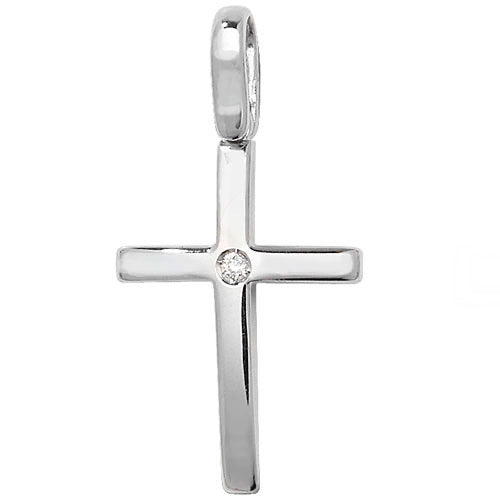 Masie 0.03CT Diamond set silver cross pendant