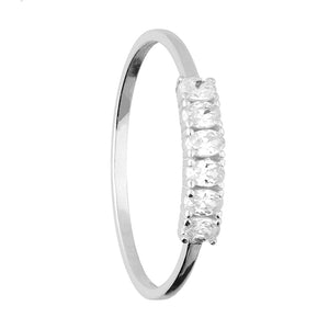 Rio ladies silver ring 6 oval cubic zirconias on a plain band