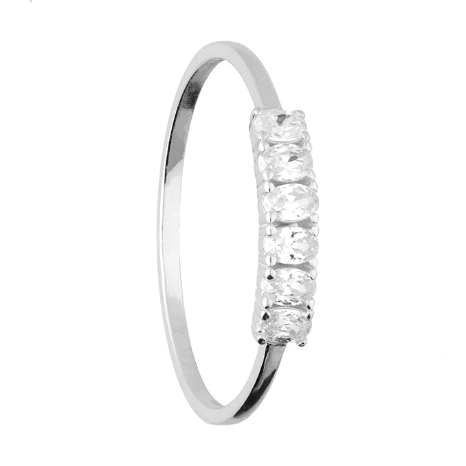 Rio ladies silver ring 6 oval cubic zirconias on a plain band