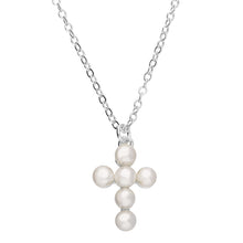 Load image into Gallery viewer, Silver Pearl cross pendant
