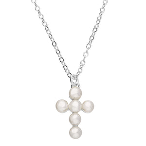 Silver Pearl cross pendant