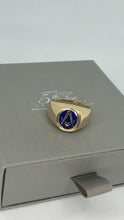 Load image into Gallery viewer, 9ct Yellow Gold Enamelled Swivel Centre Masonic Ring - London Fifth Avenue jewellery  
