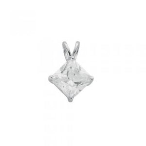 Silver Claw Set Princess Cut Cz S/S Pendant - London Fifth Avenue jewellery  