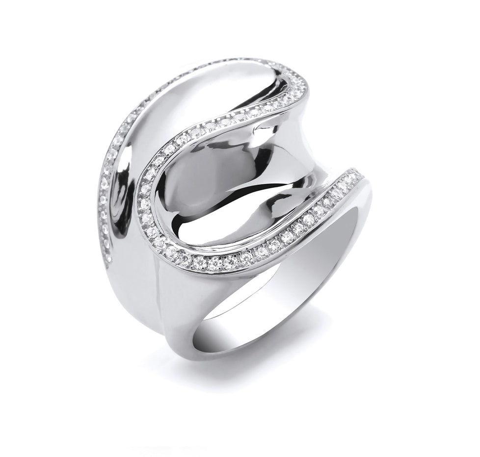 Silver CZ Frill Ring