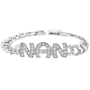 Nan bracelet silver cz flat curb