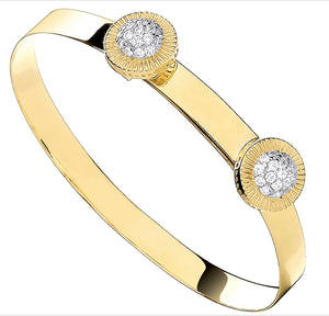 Fluted bezel Rol baby bangle 9ct yellow gold