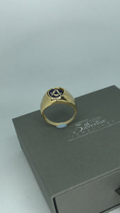 9ct Yellow Gold Enamelled Swivel Centre Masonic Ring - London Fifth Avenue jewellery  