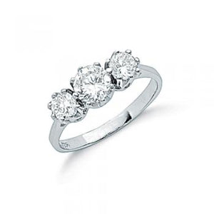 Silver Claw Set Cz Trilogy Ring - London Fifth Avenue jewellery  