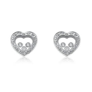 Paved floating diamond heart earrings - London Fifth Avenue jewellery  