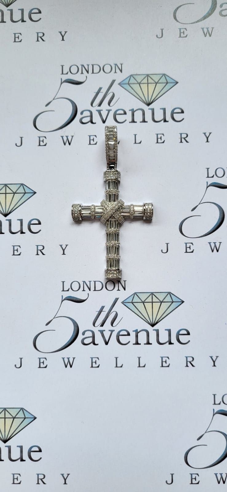 Baguette silver cross pendant