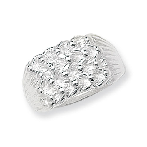 Gents 4 row silver keeper ring
