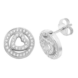 Fancy heart paved stud earrings - London Fifth Avenue jewellery  