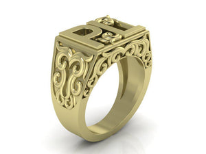 Bespoke Inital ring 9ct gold - London Fifth Avenue jewellery  