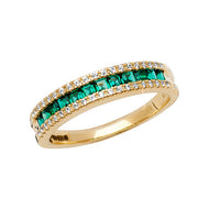 Ladies Square Created Emerald & White Sapphire ring