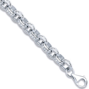 Silver Cz Oval Link Belcher Chain/Bracelet 30 inch - London Fifth Avenue jewellery  