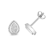 Pear shaped diamond white gold stud earrings