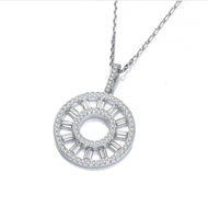 Circle of Life Round & Baguette Cz Pendant with 18
