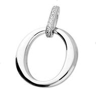 Cubic zirconia bar with plain oval drop - London Fifth Avenue jewellery  