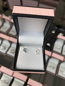 Small silver cross stud earrings