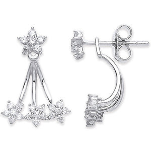 Silver Cz Ear Stud Cuff Wrap Earrings - London Fifth Avenue jewellery  