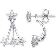 Silver Cz Ear Stud Cuff Wrap Earrings - London Fifth Avenue jewellery  