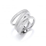 Silver Micro-Pave Multi Band Cz Ring - London Fifth Avenue jewellery  