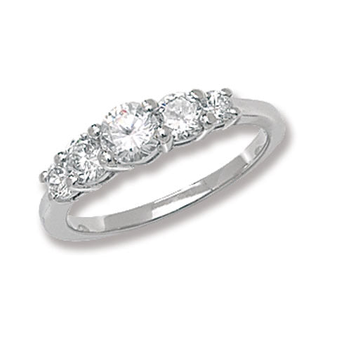 Silver solitaire cz stone ladies ring