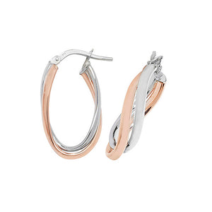 Cindy Rose gold / White gold oval hoops
