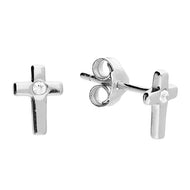 Silver cz cross earrings